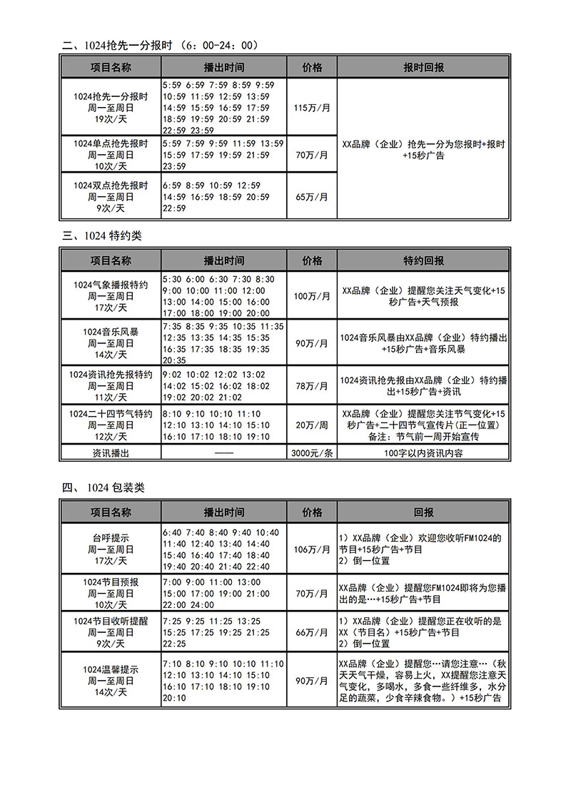 河北音乐广播电台2020年广告投放价格表