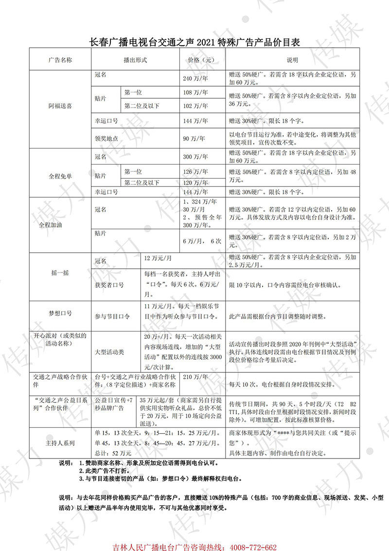 2021年长春人民广播电台交通之声FM96.8广告价格