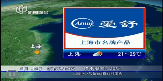 上海新闻综合频道《天气预报》广告投放效果