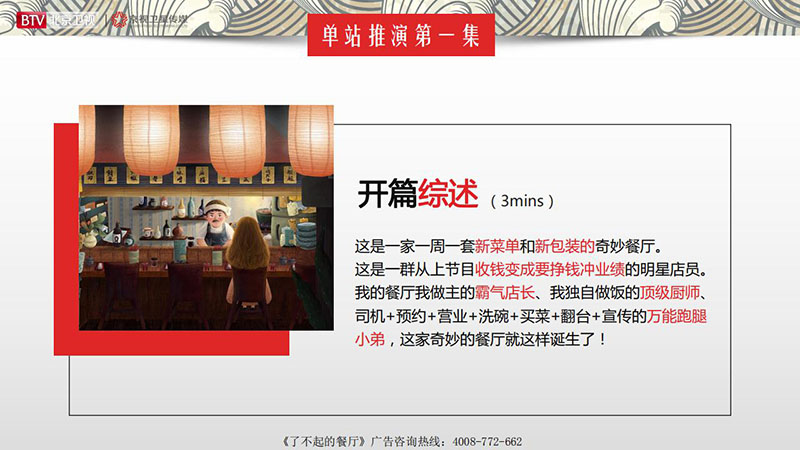 《了不起的餐厅》北京卫视2020年广告招商方案
