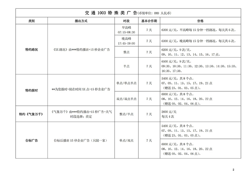 2019年广西交通广播FM100.3广告刊例