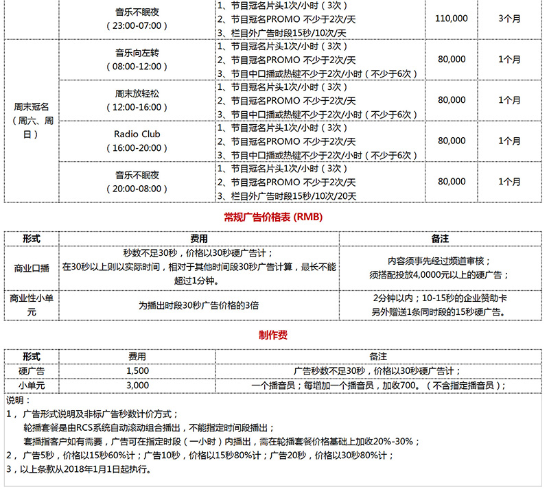 2018年石家庄品味音乐广播FM87.6广告刊例