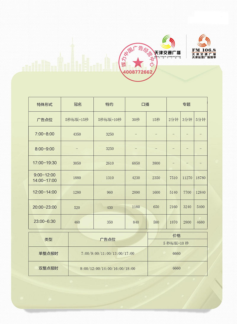 2019年天津交通广播广告价格表