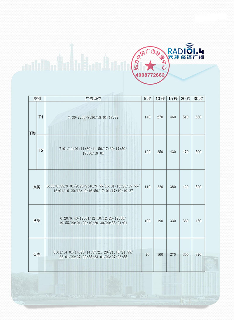 2019年天津经济广播广告刊例