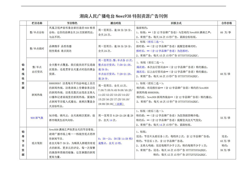 潇湘之声2018年广告价格表