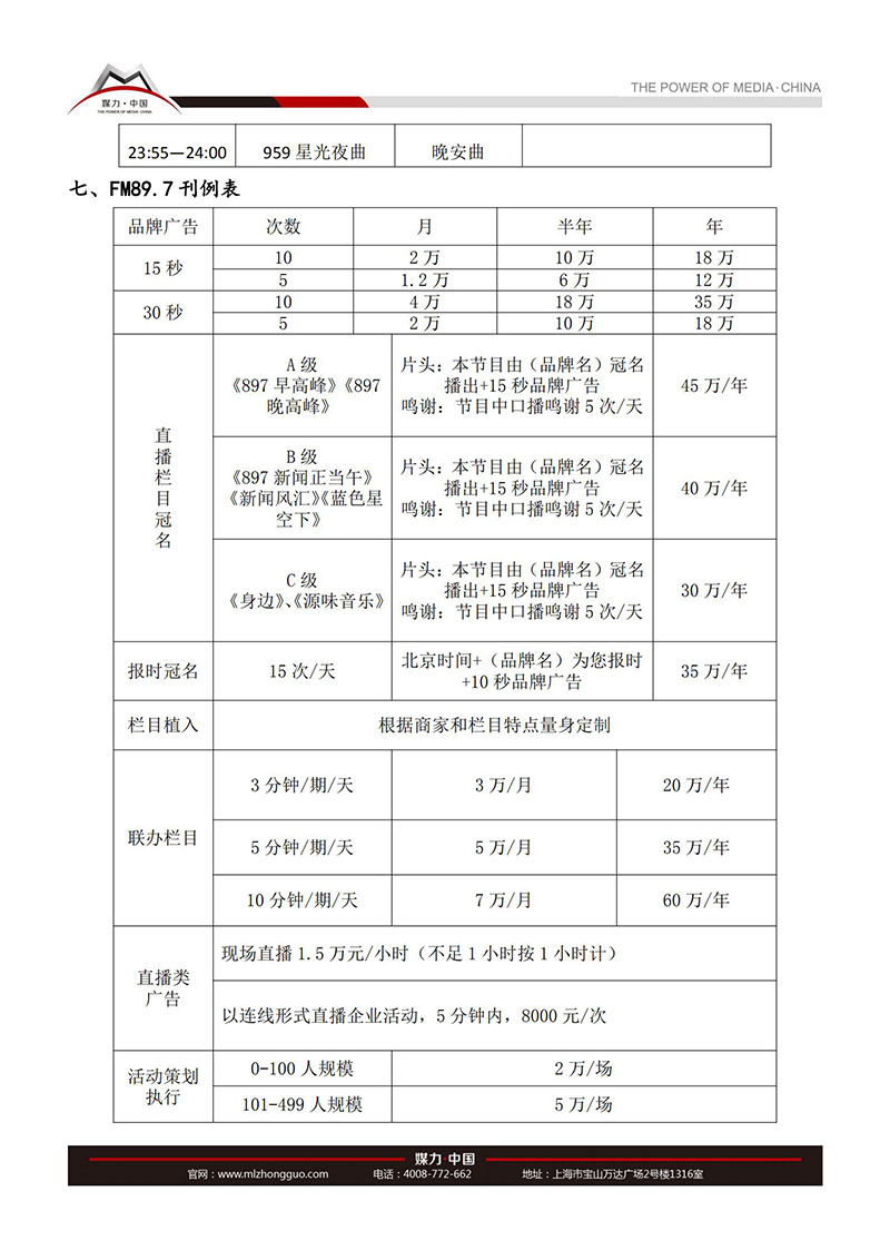 2018年安康人民广播电台广告价格表