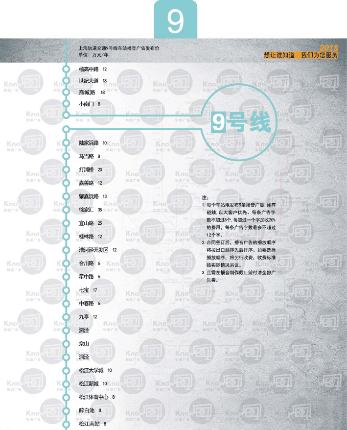 2018年上海地铁语音报站广告价格（9号线）.png