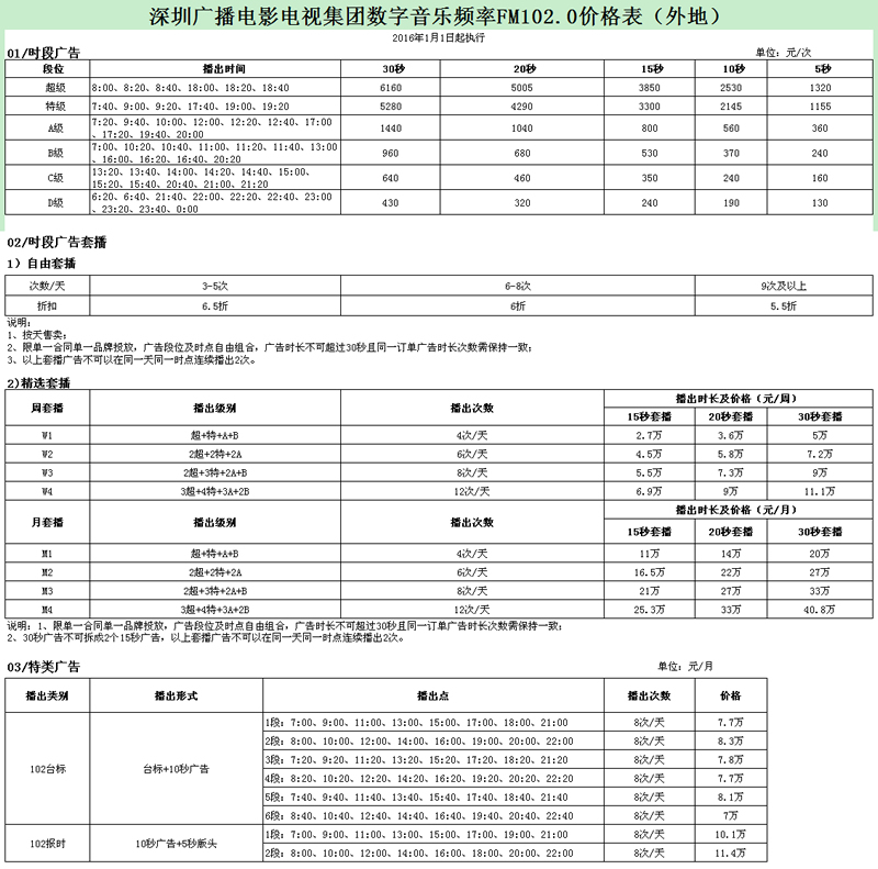深圳数字音乐电台广告价格