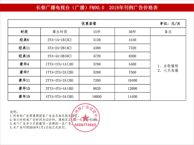 FM90.0长春生活故事广播2018年广告价格表