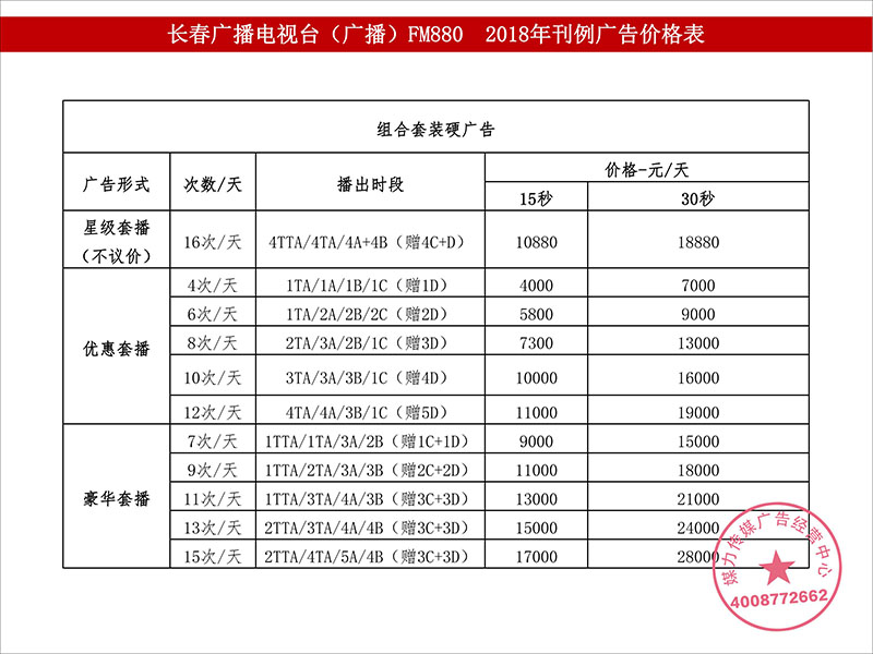 FM880长春MY880音乐广播2018年广告费用