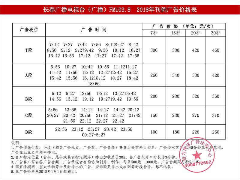 2018年三亚之声广播广告刊例